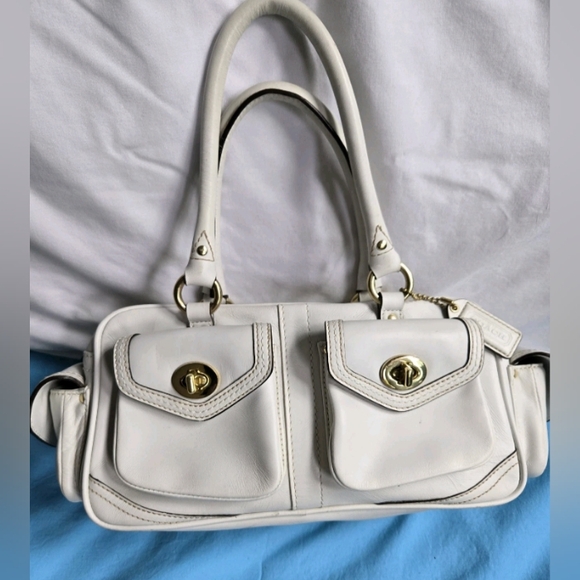 Y2k Coach Hamptons White Leather Arm Bag 1445 - Picture 1 of 11